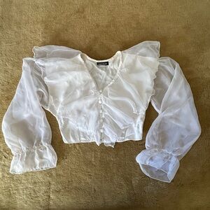 Sheer White Ruffled Blouse